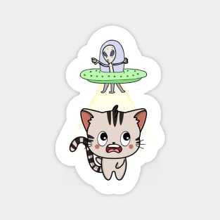 Funny tabby cat is being abducted by aliens Magnet