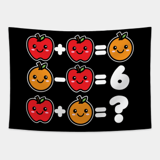 Math Games Kawaii Apples and Oranges Tapestry