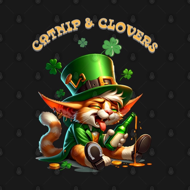 St Patricks day leprechaun cat - Catnip & Clovers by BrisaArtPrints