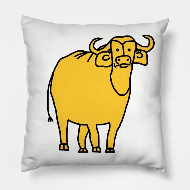 Yellow Ox Pillow by ellenhenryart