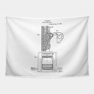 Hot Air fire place Vintage Retro Patent Hand Drawing Funny Novelty Gift Tapestry