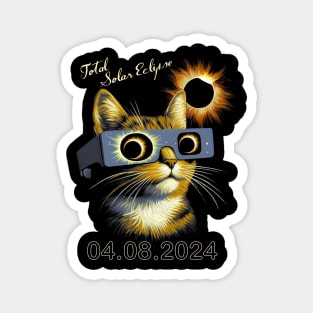 Funny Cat Total Solar Eclipse 2024 Magnet