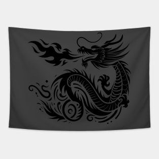 Mythical Dragon Breathing Fire in Dynamic Motion Tapestry