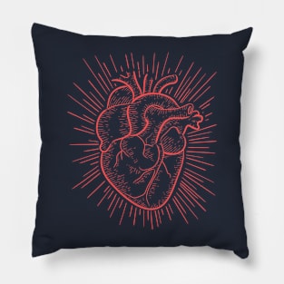 Red human heart illustration Pillow