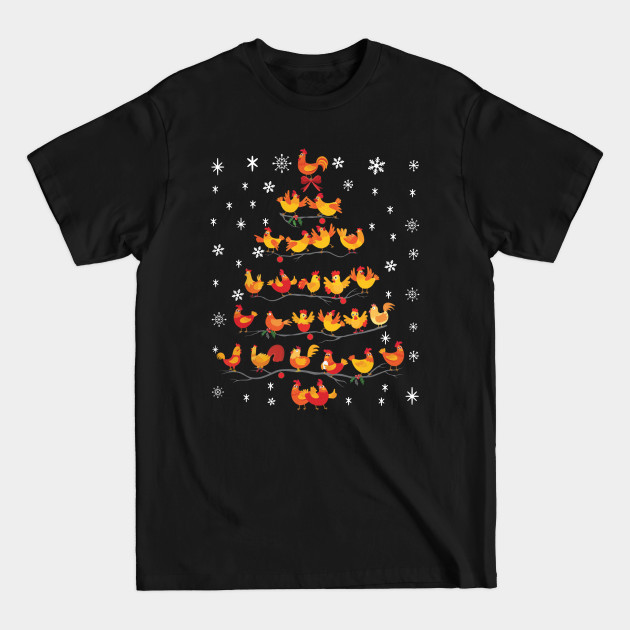 Discover Chicken Christmas Tree Snow Happy New Year Holiday Season - Chicken Christmas - T-Shirt