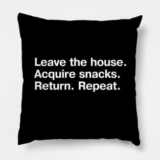 Leave the house. Acquire snacks. Return. Repeat. Pillow