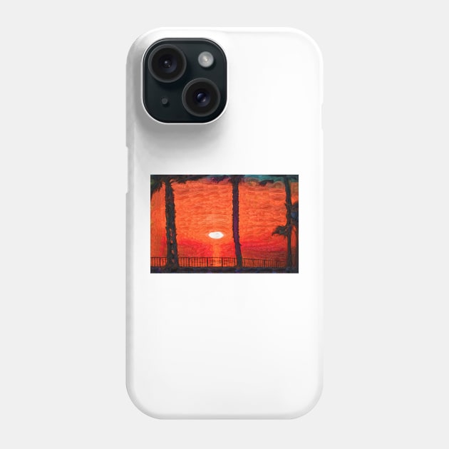 Bright Orange Tropical Sunset Phone Case by KirtTisdale