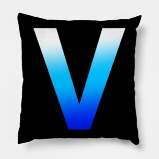 Blue Letter V Pillow