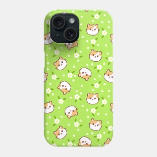 Seamless pattern with cute cats, flowers and leaves Phone Case