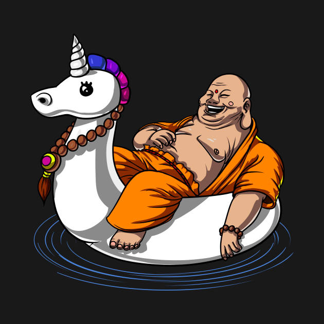 Buddha Riding Unicorn Float by underheaven