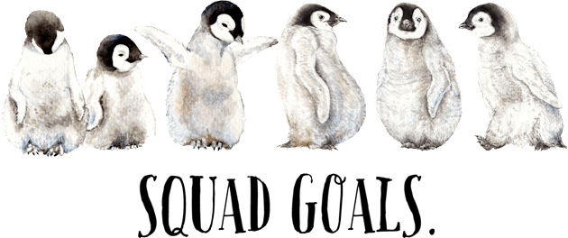 Squad Goals Cute Penguins Kids T-Shirt by wanderinglaur