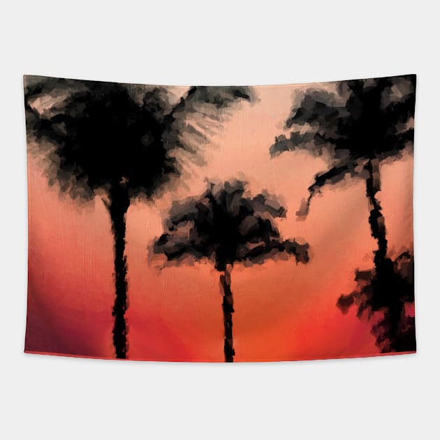 Silhouettes of Coconut trees Tapestry by DigitPaint