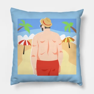 man on the beach Pillow