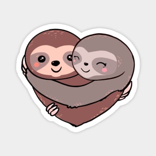 Sloth lover flowers heart and sweet hug Magnet