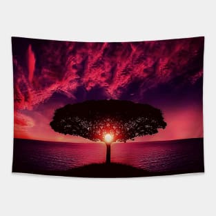 Tree Photography, Oak Tree Silhouette, Trees, Purple Tree, Nature Wall Art, Landscape Tapestry