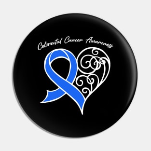 Colorectal Cancer Awareness Heart Ribbon Gift Valentines Day - In This Family Nobody Fights Alone Pin