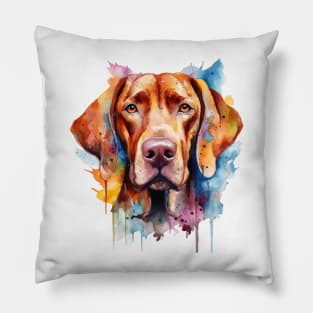 Colorful Viszla Watercolor Art Pillow