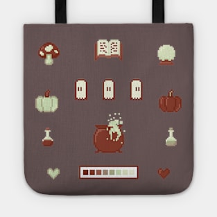 Pixel Art Witch Set Red Tote