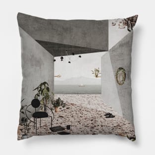 Abstract Architecture Design Collage Artwork Grey Mood Pillow