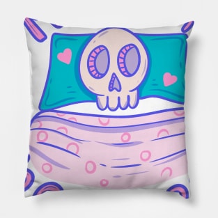 Skeleton in Bed - Excited to Go to Sleep Pillow