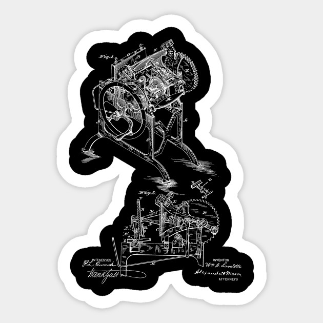 Printing Press Vintage Patent Hand Drawing - Machine - Sticker