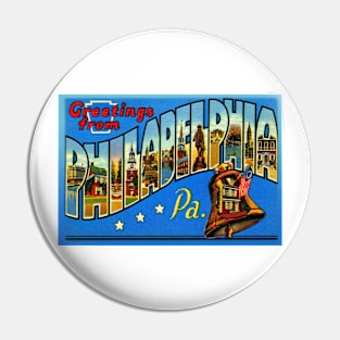 Greetings from Philadelphia, Pennsylvania - Vintage Large Letter Postcard Pin