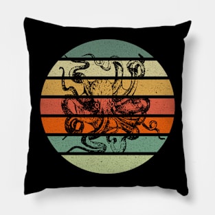 Retro Vintage Funny Octopus Ocean Sea Animal Marine life Marine Biologist Pillow