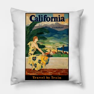California: Travel by Train this Summer - Vintage Travel Poster Pillow
