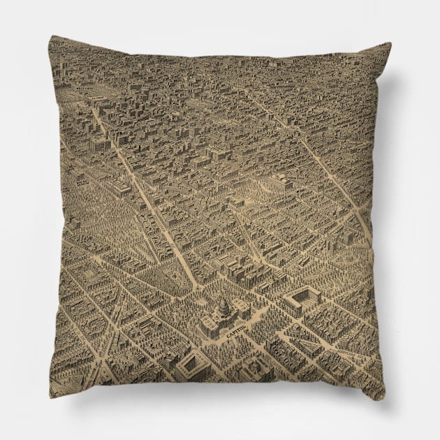 Vintage Pictorial Map of Washington D.C. (1921) Pillow by Bravuramedia