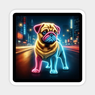 Neon Pug Dog Magnet