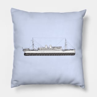Cargo ship drawing Pillow
