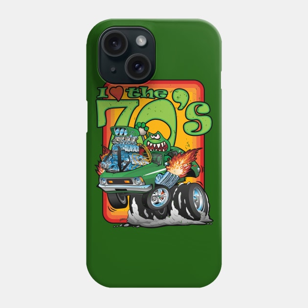 I Love the Seventies Classic Funny Car Cartoon Phone Case by hobrath