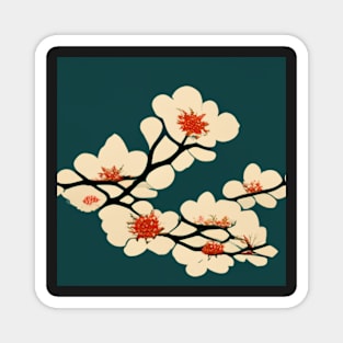 Floral Chiyogami Pattern on dark green Magnet