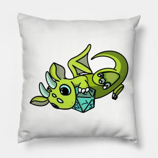 Flying Cute Green and Blue Dice Goblin Dragon Baby Pillow