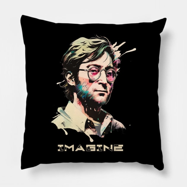 John Lennon Painting Pillow by EricaScarletta