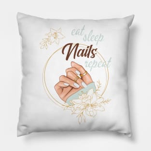 Eat Sleep Nails Repeat Pillow