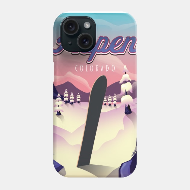 Aspen Colorado Snowboarding poster Phone Case by nickemporium1