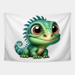 Baby Iguana Illustration Tapestry