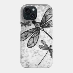 Beautiful dragonflies in black and white Phone Case