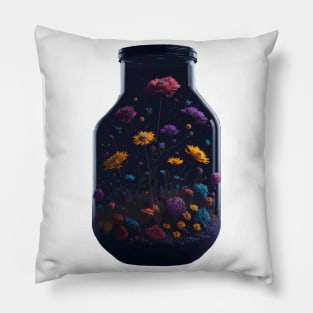 Cosmic Flowers in a Mason Jar Pillow