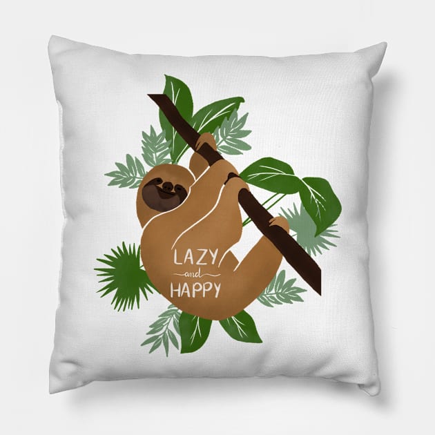 Lazy and happy Pillow by RosanneCreates