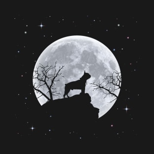 Boston Terrier And Moon Halloween Costume Dog Lover Funny T-Shirt