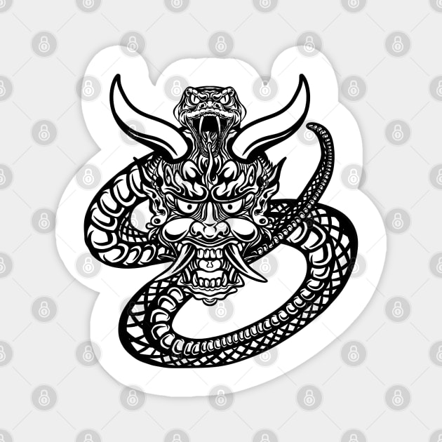 Hannya Mask Snake Magnet by Excela Studio