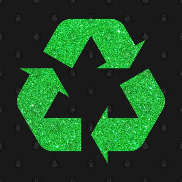 Bright Green Faux Glitter Recycle Symbol by Felicity-K