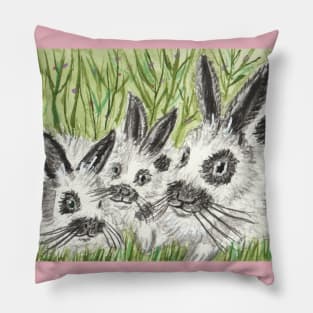 Mother and baby bunny rabbits Pillow