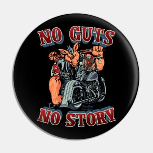 No guts No story,glory and story,navy blue and dark red biker pig llustration Pin