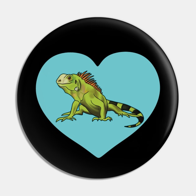 Iguana Heart for Iguana Lovers, White Pin by Mochi Merch