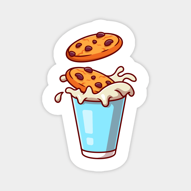 Milk And Cookies Cartoon Ilustration Magnet by Catalyst Labs