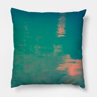 Water in different colors of blue, pink and orange Pillow