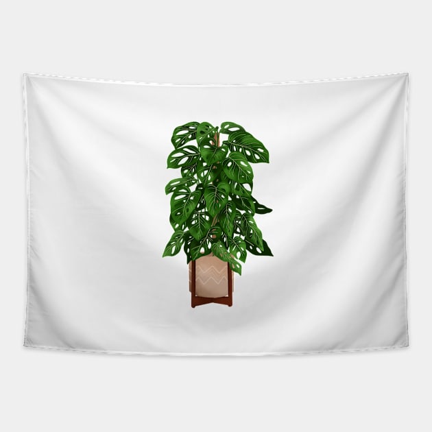 Monstera Adansonii Plant Illustration Tapestry by gusstvaraonica